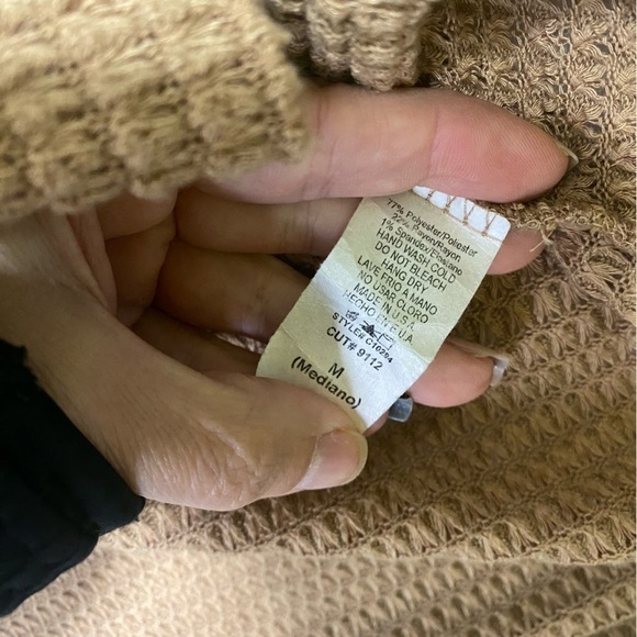 Jodifl Waffle Knit High Low Sweater Caramel Brown Size Medium - Picture 8 of 14